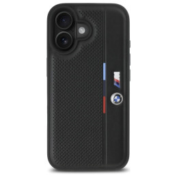 BMW M Perforated Tricolor Detail Line dėklas iPhone 16 - juodas