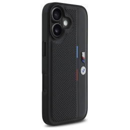 BMW M Perforated Tricolor Detail Line dėklas iPhone 16 - juodas