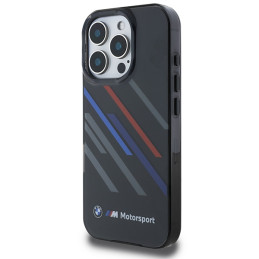 BMW Motosport IML Random Stripes dėklas iPhone 16 Pro Max - juodas
