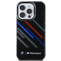 BMW Motosport IML Random Stripes dėklas iPhone 16 Pro Max - juodas