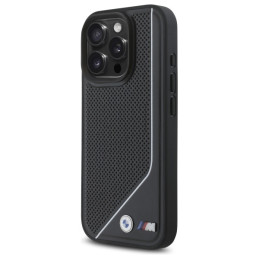 BMW M Perforated Twisted Line MagSafe dėklas iPhone 16 Pro - juodas