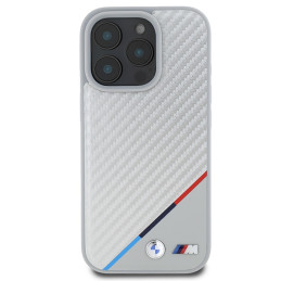 BMW M Carbon Tricolor Line MagSafe dėklas iPhone 16 Pro - pilkas