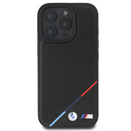 BMW M Perforated Tricolor Line MagSafe dėklas iPhone 16 Pro - juodas