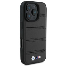 BMW M perforuota ir susiūta linija MagSafe dėklas iPhone 16 Pro - juodas