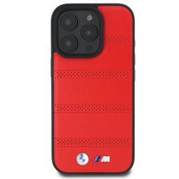 BMW M perforuota ir susiūta linija MagSafe dėklas iPhone 16 Pro - raudonas