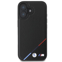 BMW M Perforated Tricolor Line MagSafe dėklas iPhone 16 Plus - juodas
