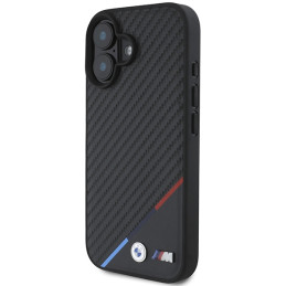 BMW M Carbon Tricolor Line MagSafe dėklas iPhone 16 - juodas