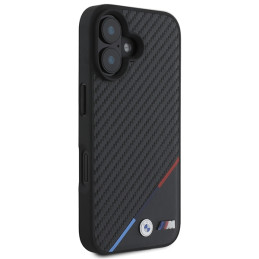 BMW M Carbon Tricolor Line MagSafe dėklas iPhone 16 - juodas