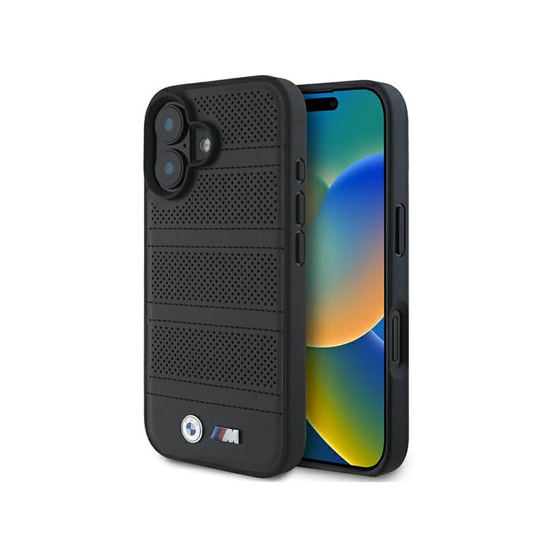 BMW M perforuota ir susiūta linija MagSafe dėklas iPhone 16 - juodas
