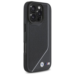 BMW M Perforated Twisted Line MagSafe dėklas iPhone 16 Pro Max - juodas