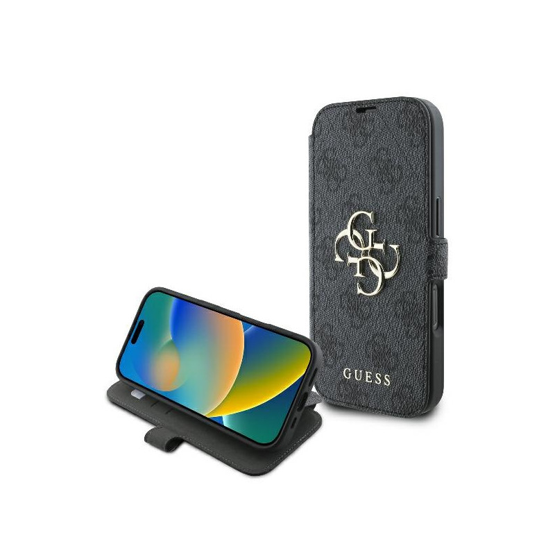 Guess 4G Metal Logo dėklas iPhone 16 Pro - juodas