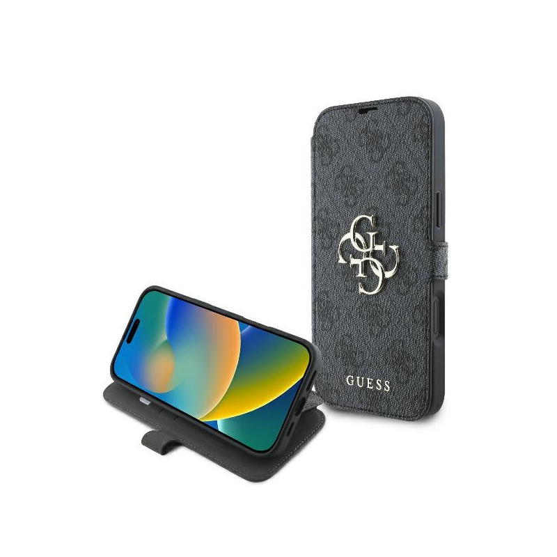 Guess 4G Metal Logo dėklas iPhone 16 Plus - juodas