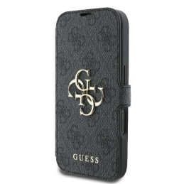 Guess 4G Metal Logo dėklas iPhone 16 - juodas