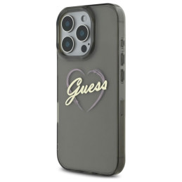 Guess IML Heart dėklas iPhone 16 Pro - juodas
