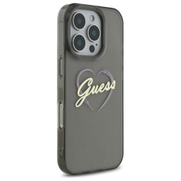 Guess IML Heart dėklas iPhone 16 Pro - juodas