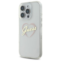 Guess IML Heart dėklas iPhone 16 Pro - skaidrus
