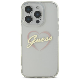 Guess IML Heart dėklas iPhone 16 Pro - skaidrus
