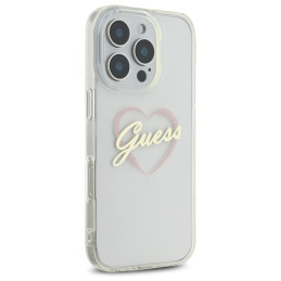 Guess IML Heart dėklas iPhone 16 Pro - skaidrus