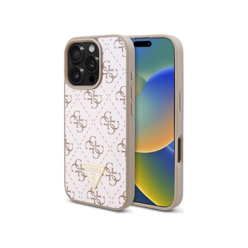 Guess New 4G Triangle dėklas iPhone 16 Pro - baltas