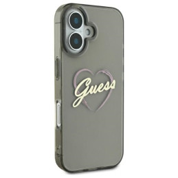 Guess IML Heart dėklas iPhone 16 Plus - juodas