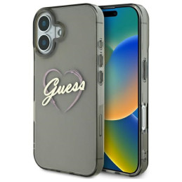 Guess IML Heart dėklas iPhone 16 - juodas
