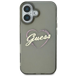 Guess IML Heart dėklas iPhone 16 - juodas