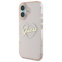 Guess IML Heart dėklas iPhone 16 - rožinis