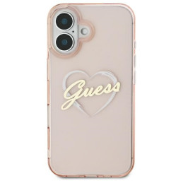 Guess IML Heart dėklas iPhone 16 - rožinis