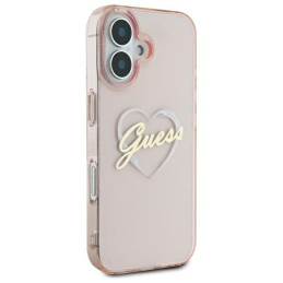 Guess IML Heart dėklas iPhone 16 - rožinis