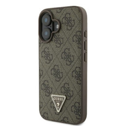 Guess Leather Metal Logo Strass Crossbody dėklas, skirtas iPhone 16 - rudas