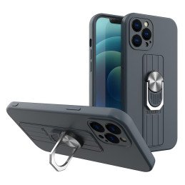 Ring Case silikoninis dėklas su pirštų laikikliu ir stovu Samsung Galaxy A32 5G tamsiai mėlynai