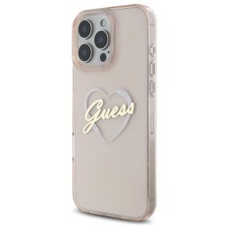 Guess IML Heart dėklas iPhone 16 Pro Max - rožinis