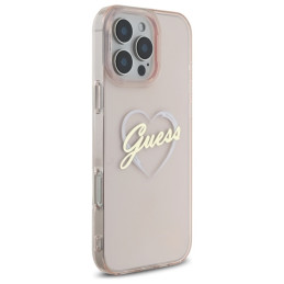Guess IML Heart dėklas iPhone 16 Pro Max - rožinis