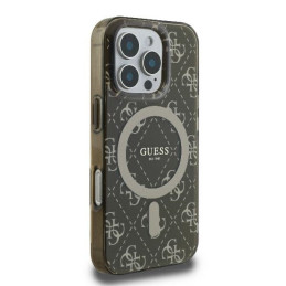 Guess IML 4G Background MagSafe dėklas iPhone 16 Pro - rudas