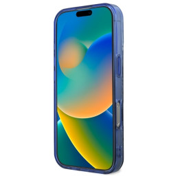 Guess IML Peony On 4G Background MagSafe dėklas iPhone 16 Pro - mėlynas
