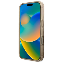 Guess IML Peony On 4G Background MagSafe dėklas, skirtas iPhone 16 Pro - rudas