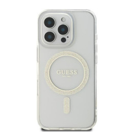 Guess GUHMP16LHFGERET iPhone 16 Pro 6,3" permatomas kietas dėklas IML Glitter Circle MagSafe