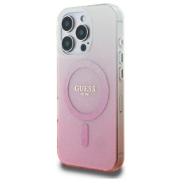 Guess IML Glitter Gradient MagSafe dėklas iPhone 16 Pro - rožinis