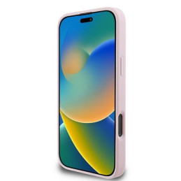 Guess Grained Ring MagSafe dėklas iPhone 16 Pro - rožinis