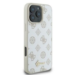 Guess Peony Script Logo MagSafe dėklas iPhone 16 Pro - baltas