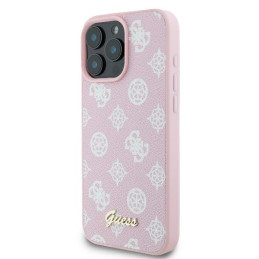 Guess Peony Script Logo MagSafe dėklas iPhone 16 Pro - rožinis