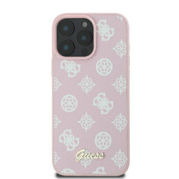 Guess Peony Script Logo MagSafe dėklas iPhone 16 Pro - rožinis