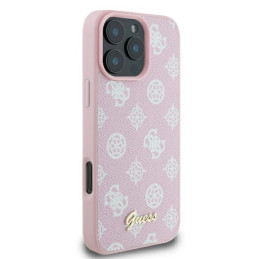 Guess Peony Script Logo MagSafe dėklas iPhone 16 Pro - rožinis