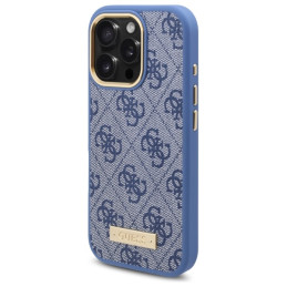 Guess 4G Logo Plate MagSafe dėklas iPhone 16 Pro - mėlynas