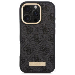 Guess 4G Logo Plate MagSafe dėklas iPhone 16 Pro - juodas