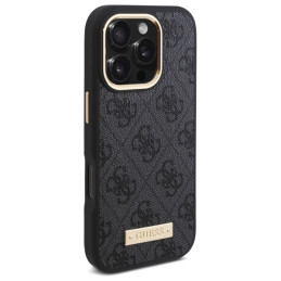 Guess 4G Logo Plate MagSafe dėklas iPhone 16 Pro - juodas