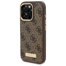 Guess 4G Logo Plate MagSafe dėklas iPhone 16 Pro - rudas