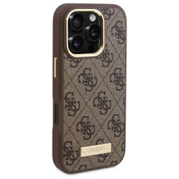 Guess 4G Logo Plate MagSafe dėklas iPhone 16 Pro - rudas