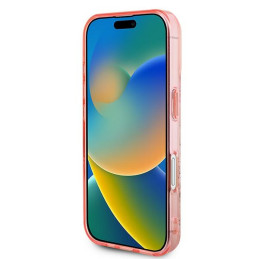 Guess IML Flower & Tonal Circle MagSafe dėklas iPhone 16 Plus - rožinis
