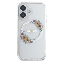 Guess IML Flowers Wreath MagSafe dėklas iPhone 16 Plus - skaidrus